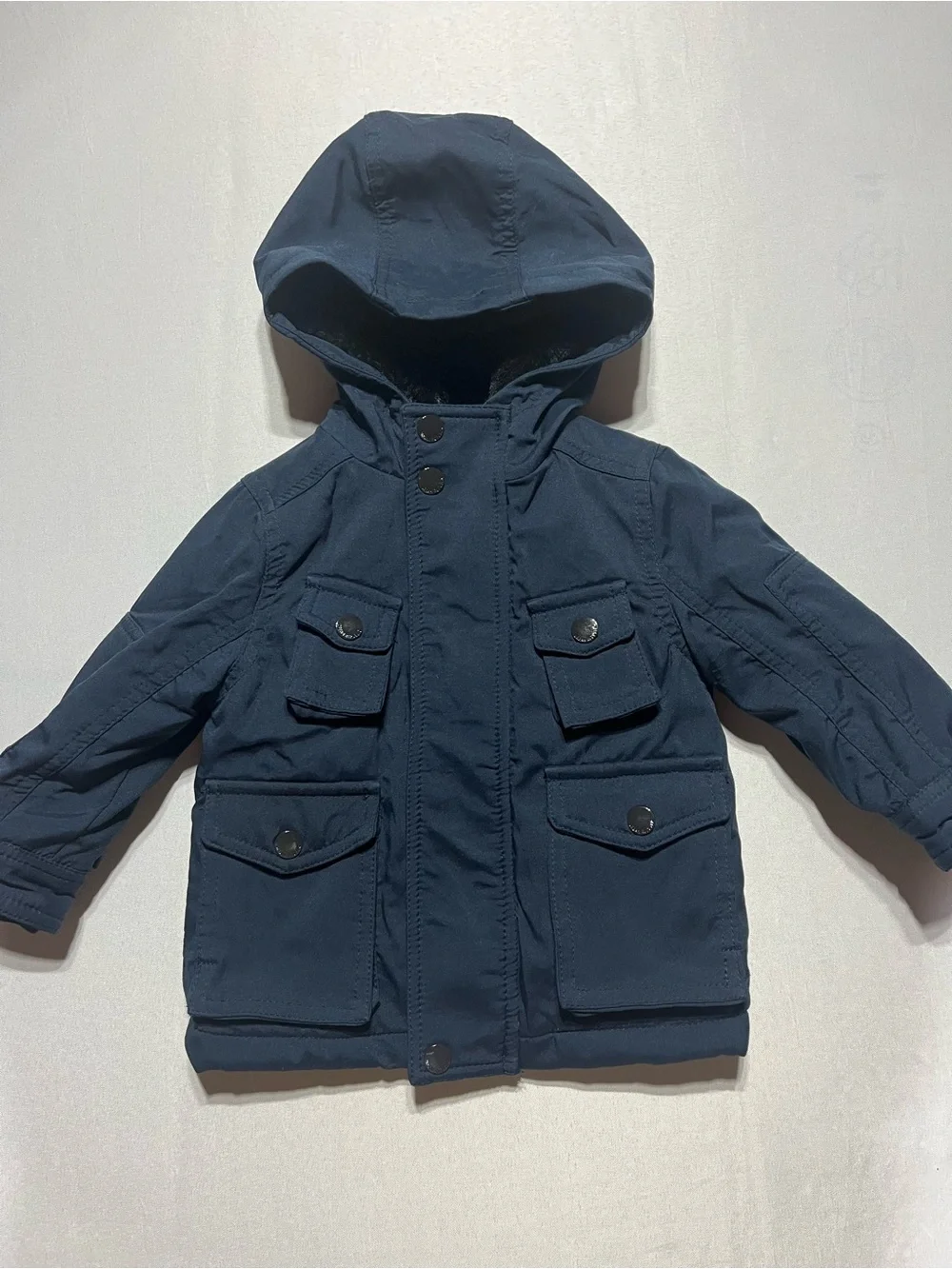 Urban Republic Toddler 12M Fur Fleece Lined Hooded Utility Jacket Navy Blue
